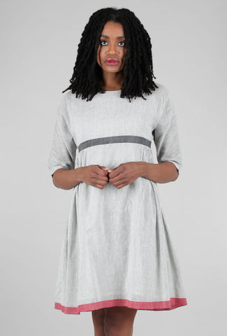 Neeru Kumar Empire Grid Dress, Ecru/Gray 