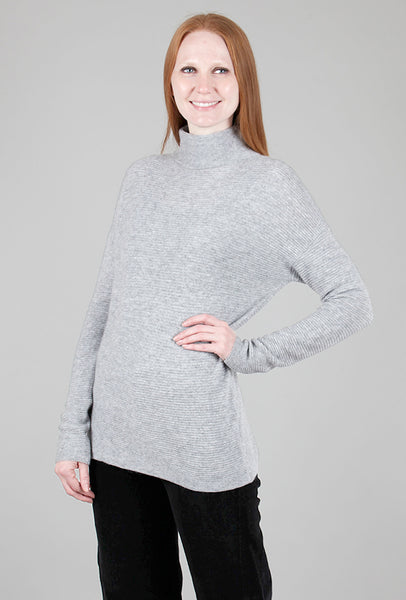 Kinross Textured Slouchy Funnel Sweater Sterling Gray