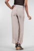 M Made in Italy Jersey-Lined Silky Pant, Taupe 