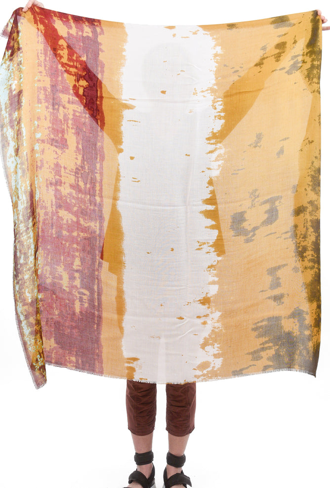 Blue Pacific Tissue Cashmere Blend Scarf, Watercolor Mustard
