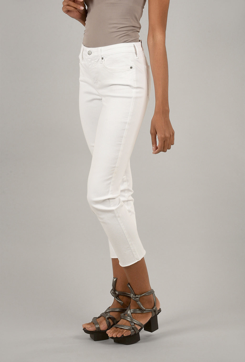NYDJ Sheri Ankle Fray, Optic White