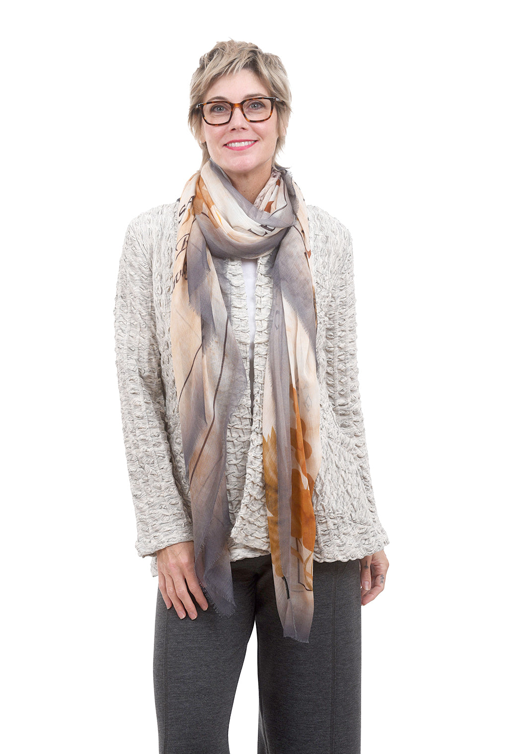 Blue Pacific Vintage Burgundy Vineyard Scarf, Rust/Gray