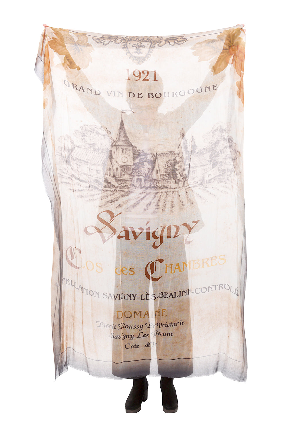 Blue Pacific Vintage Burgundy Vineyard Scarf, Rust/Gray