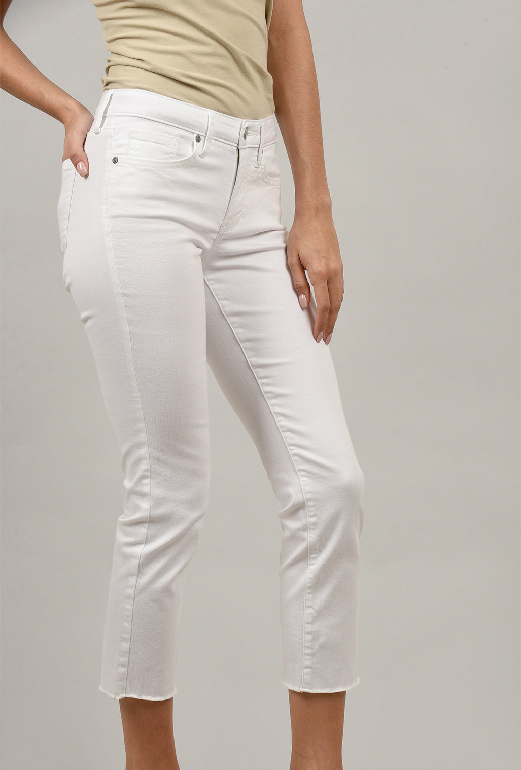 NYDJ Sheri Ankle Fray, Optic White