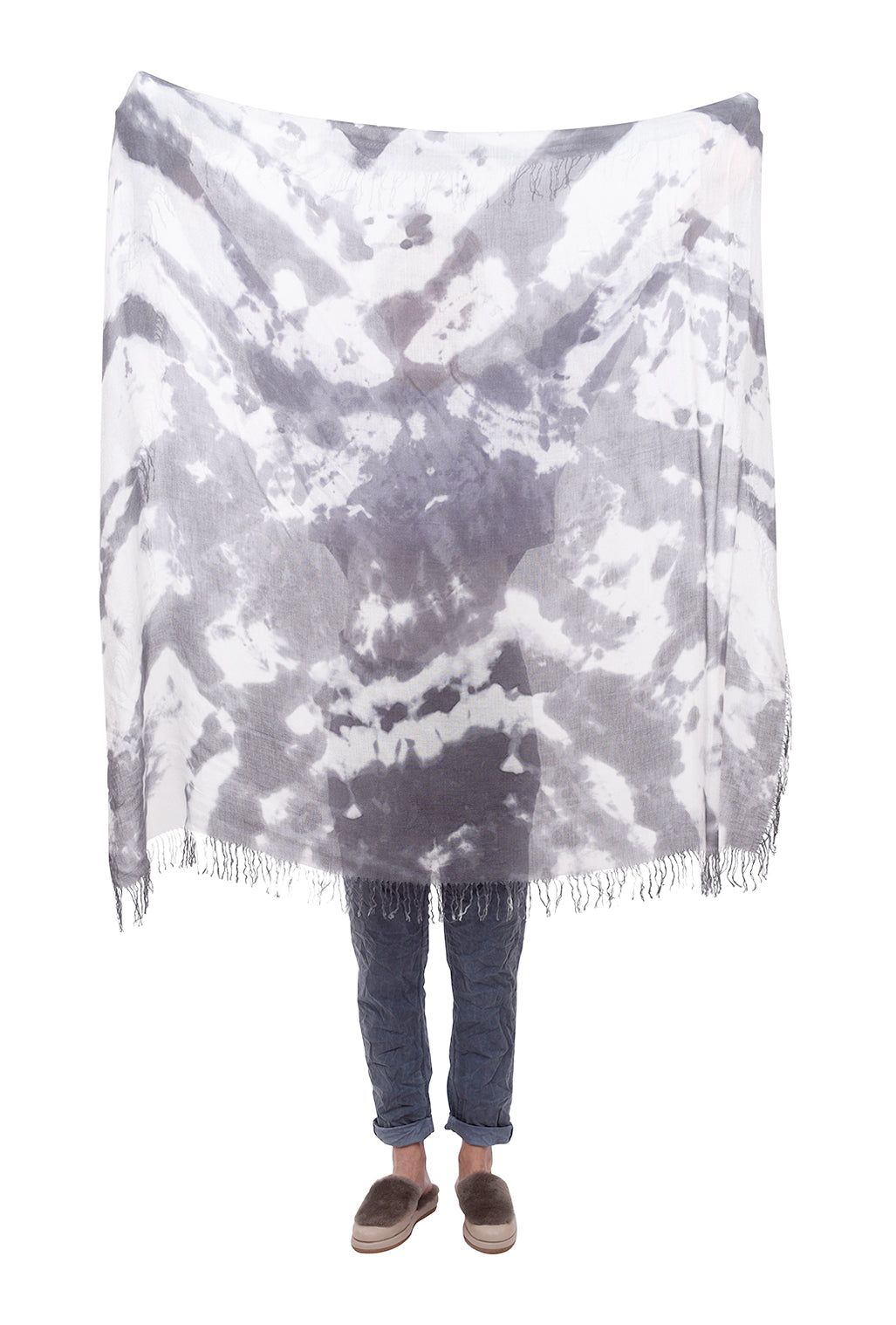 Blue Pacific Tie Dye Tissue Scarf, Slate