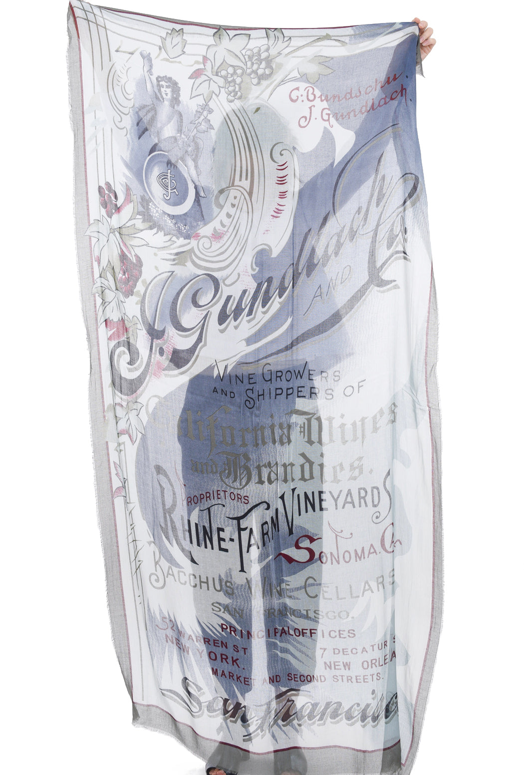 Blue Pacific Vintage Vineyard Scarf, Olive Label