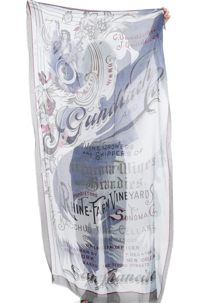 Blue Pacific Vintage Vineyard Scarf, Olive Label