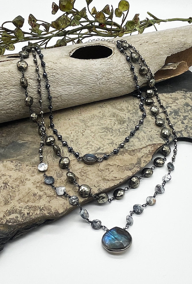 Ela Rae Three-in-One Ara Neck, Black Spinel, Labradorite 