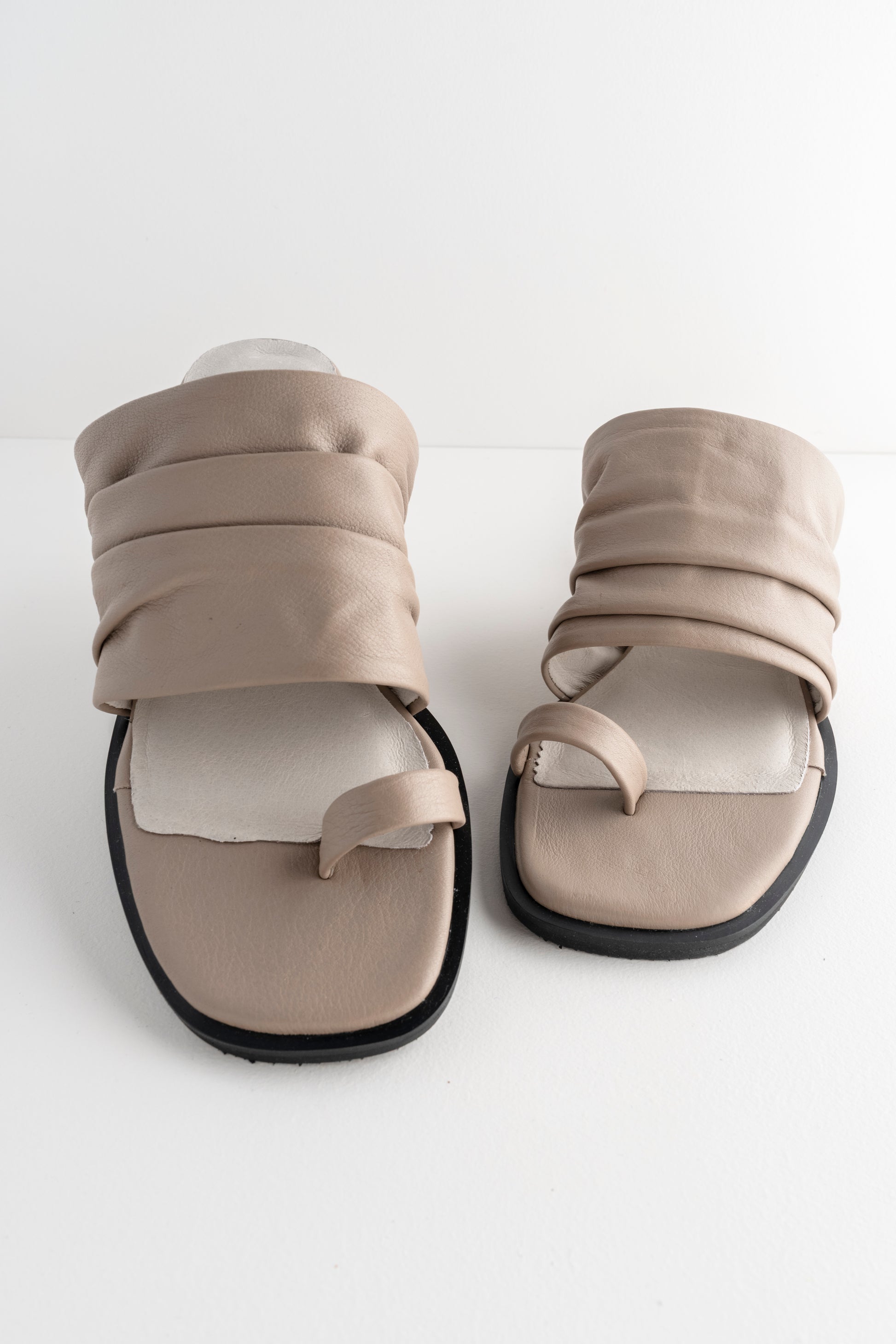 All Black Gathered Slide, Taupe 