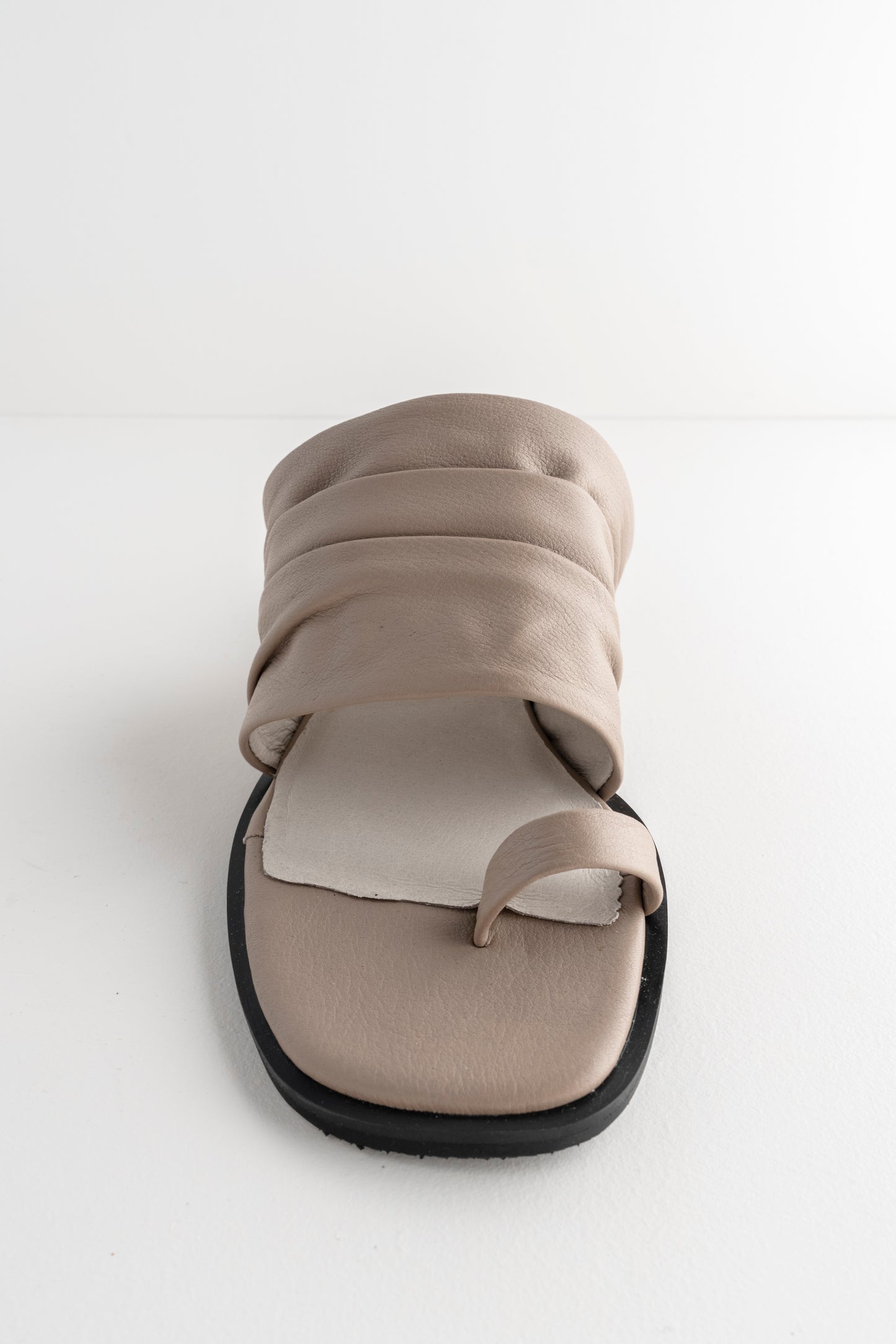 All Black Gathered Slide, Taupe 