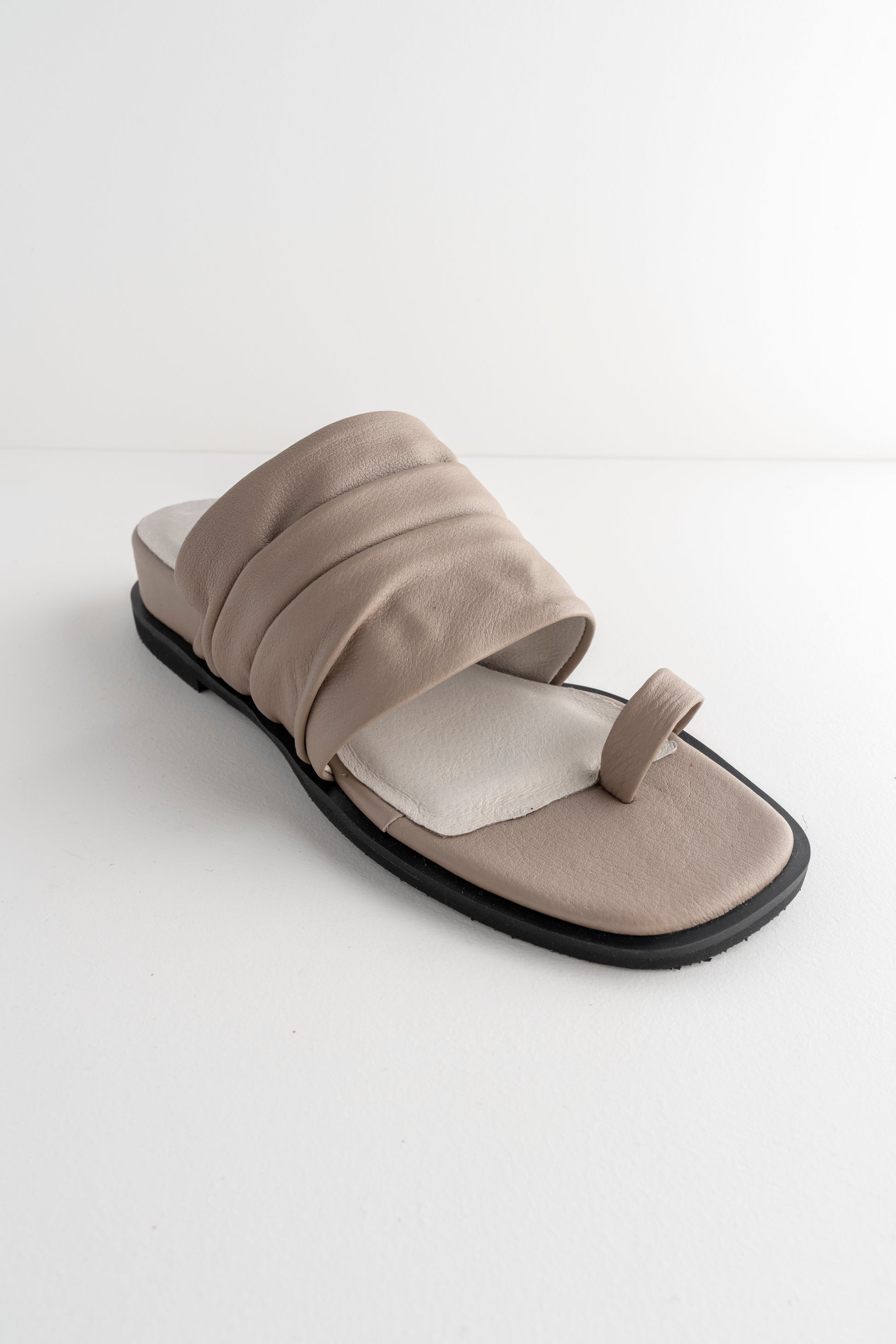 All Black Gathered Slide, Taupe 