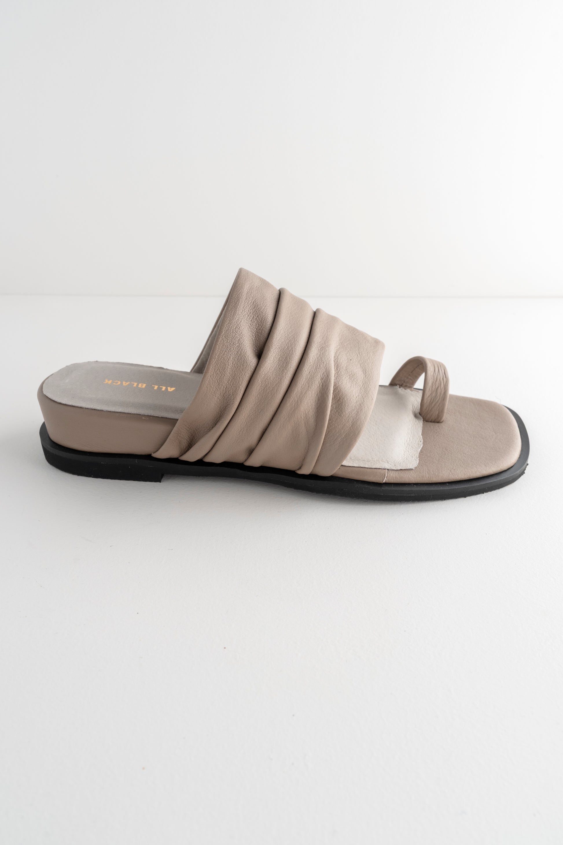 All Black Gathered Slide, Taupe 