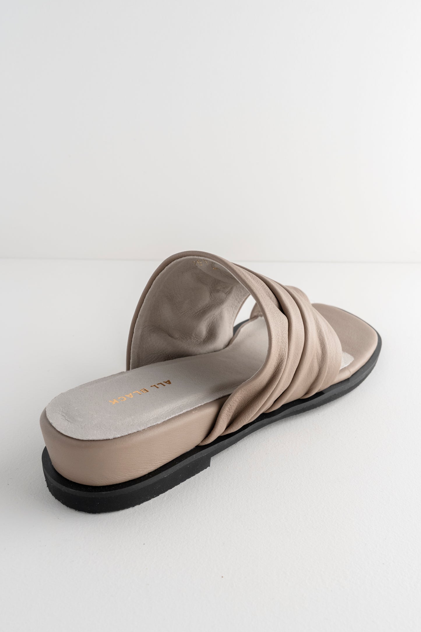 All Black Gathered Slide, Taupe 