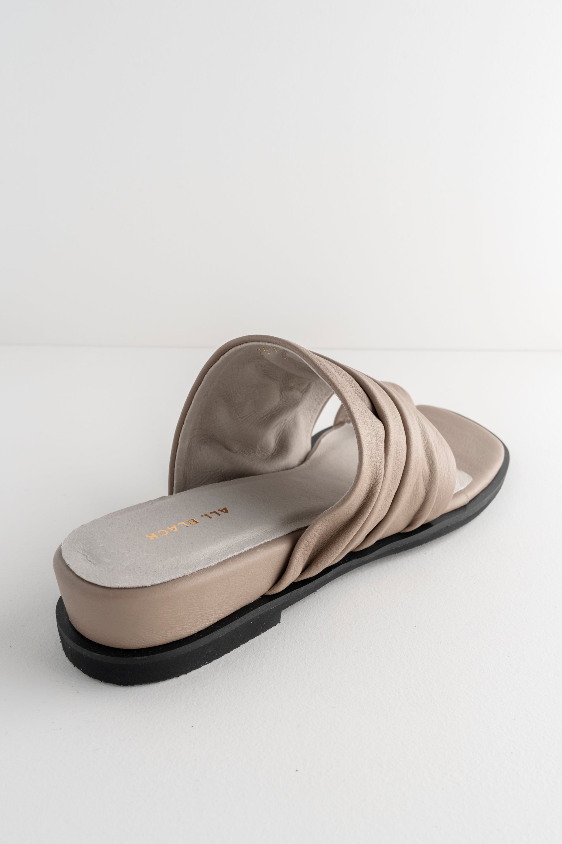 All Black Gathered Slide, Taupe 