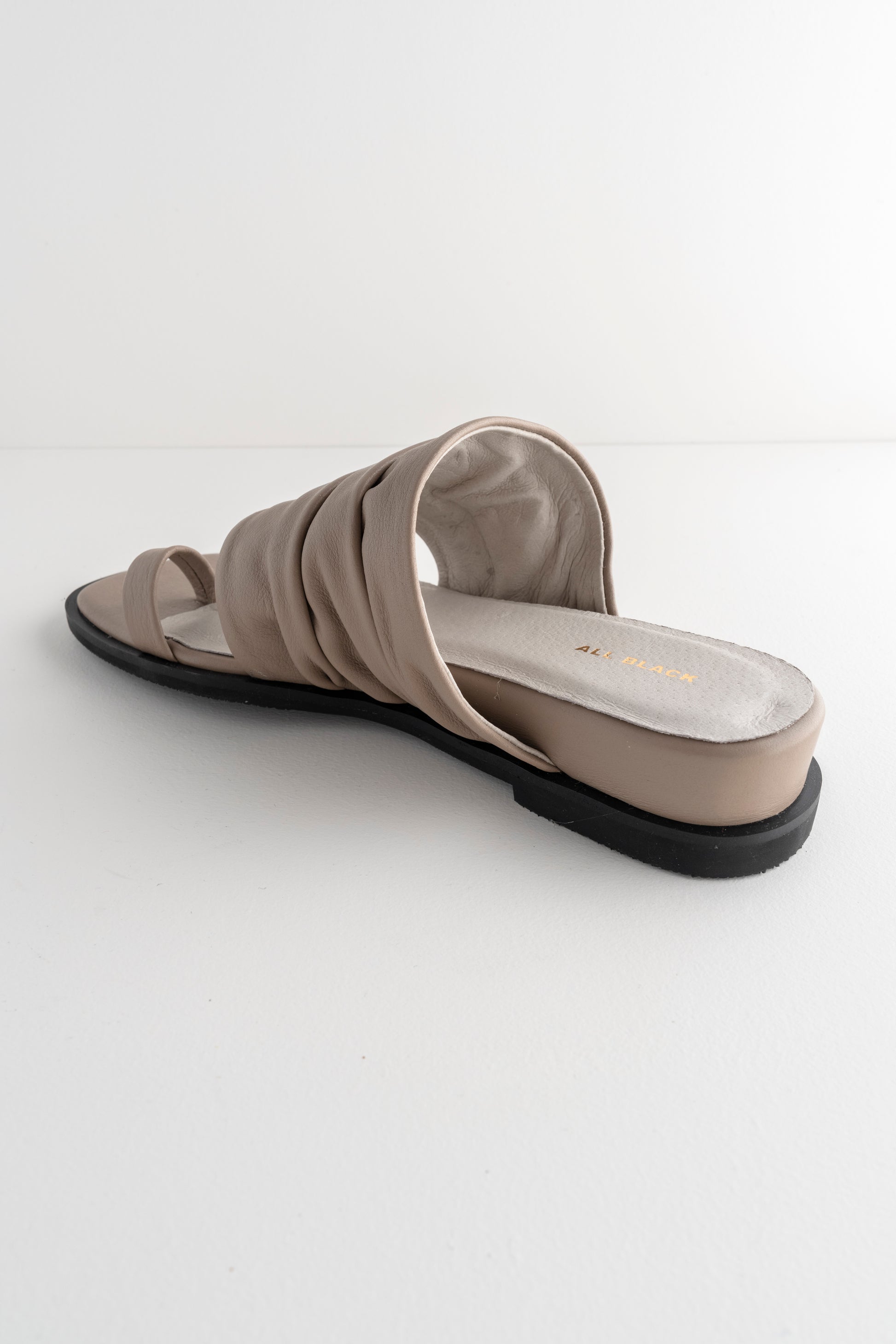 All Black Gathered Slide, Taupe 
