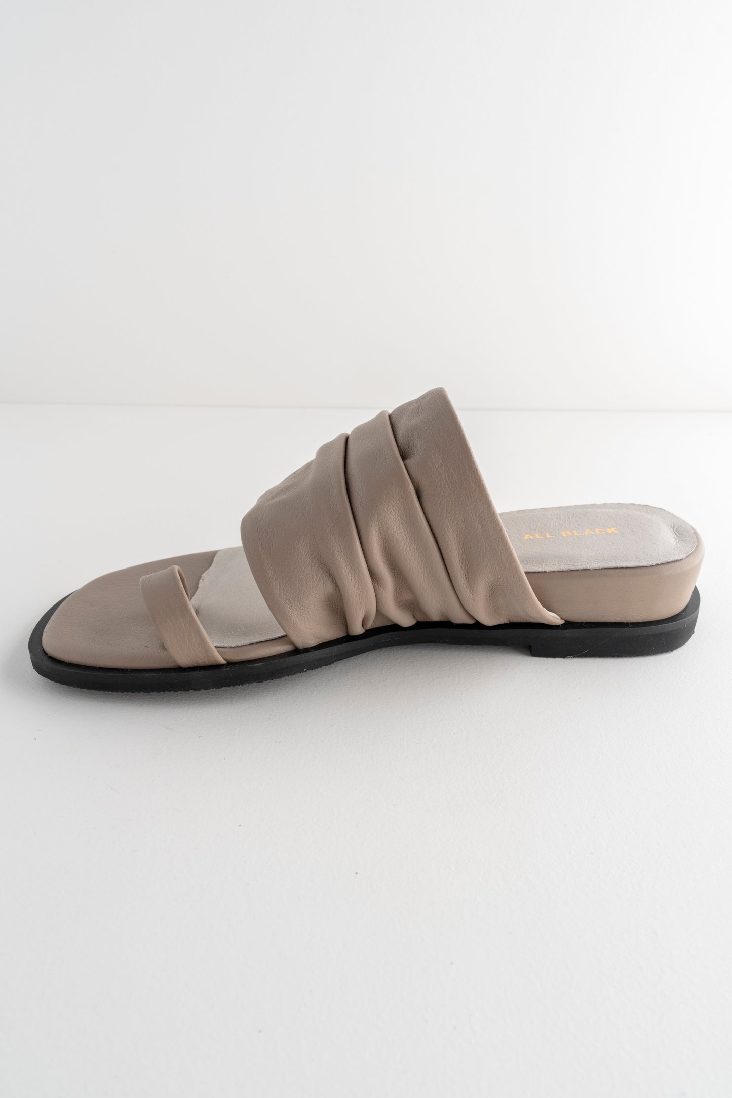 All Black Gathered Slide, Taupe 