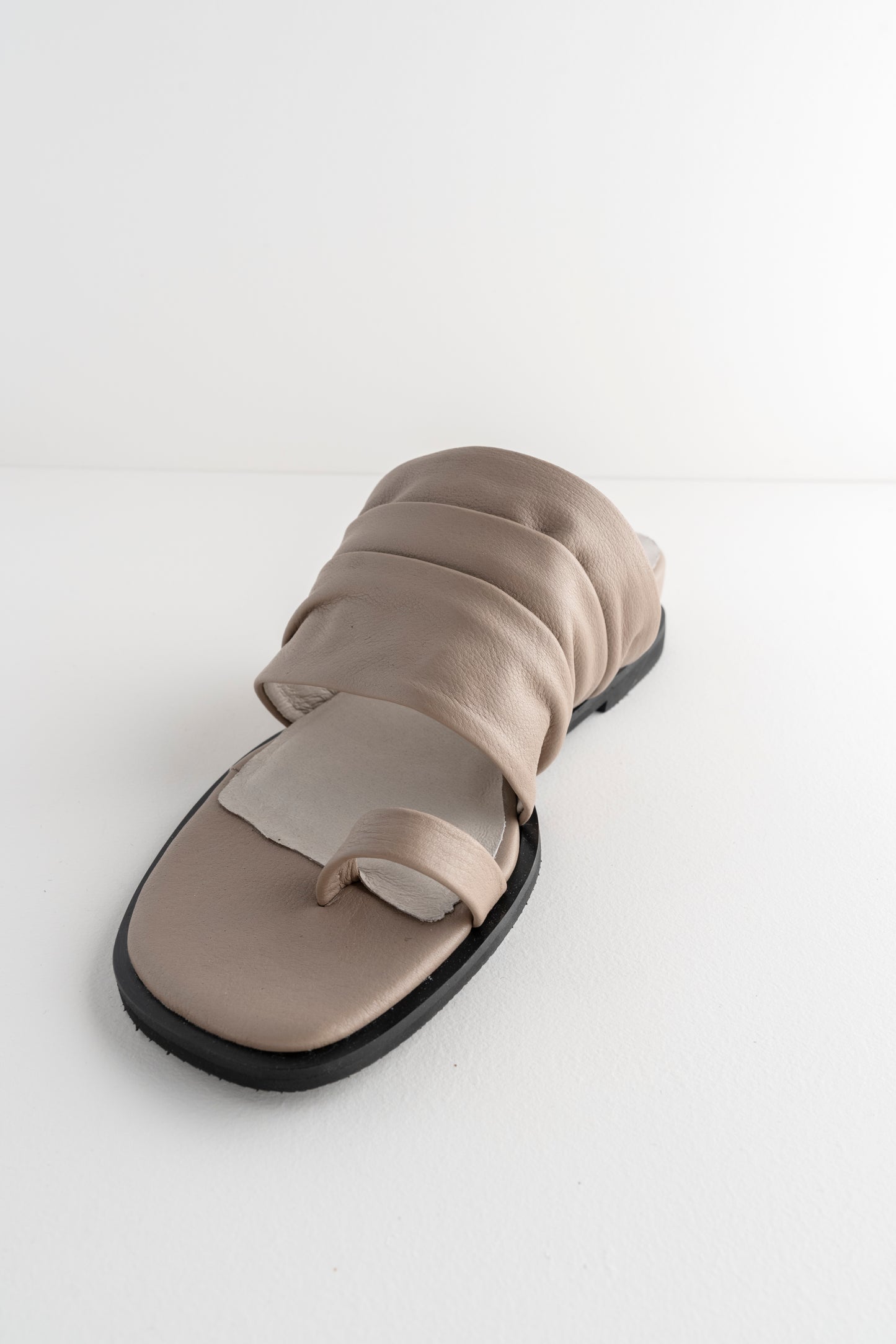 All Black Gathered Slide, Taupe 