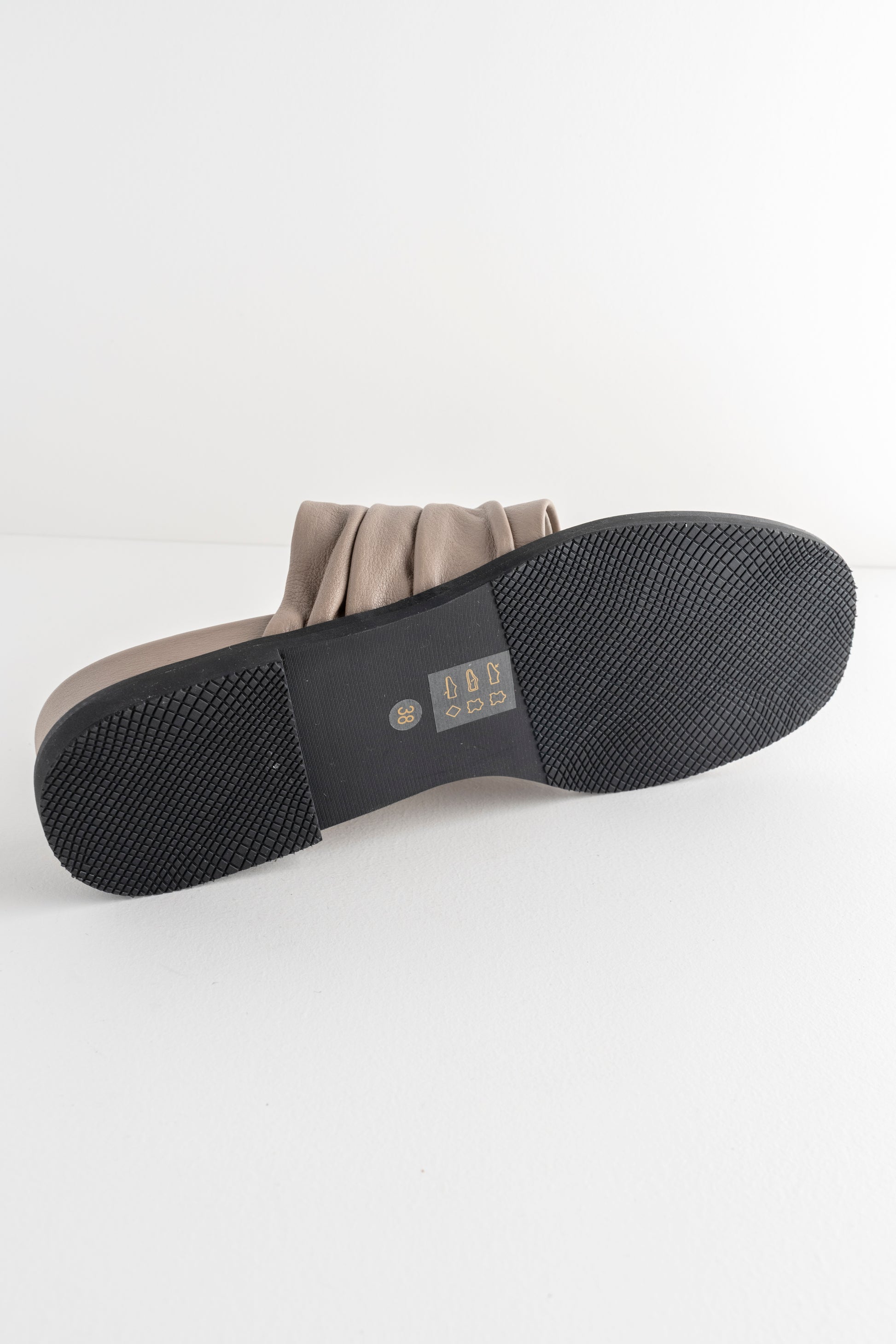 All Black Gathered Slide, Taupe 