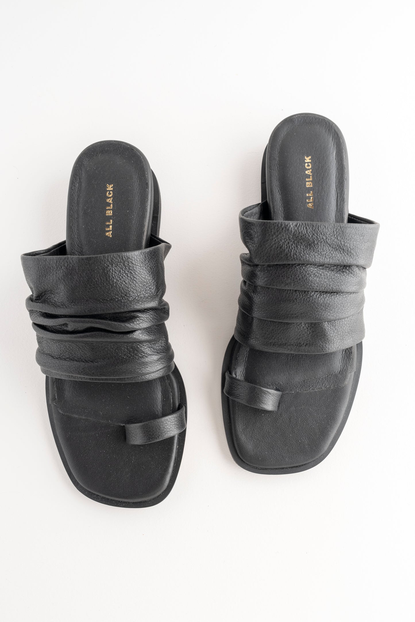 All Black Gathered Slide, Black 