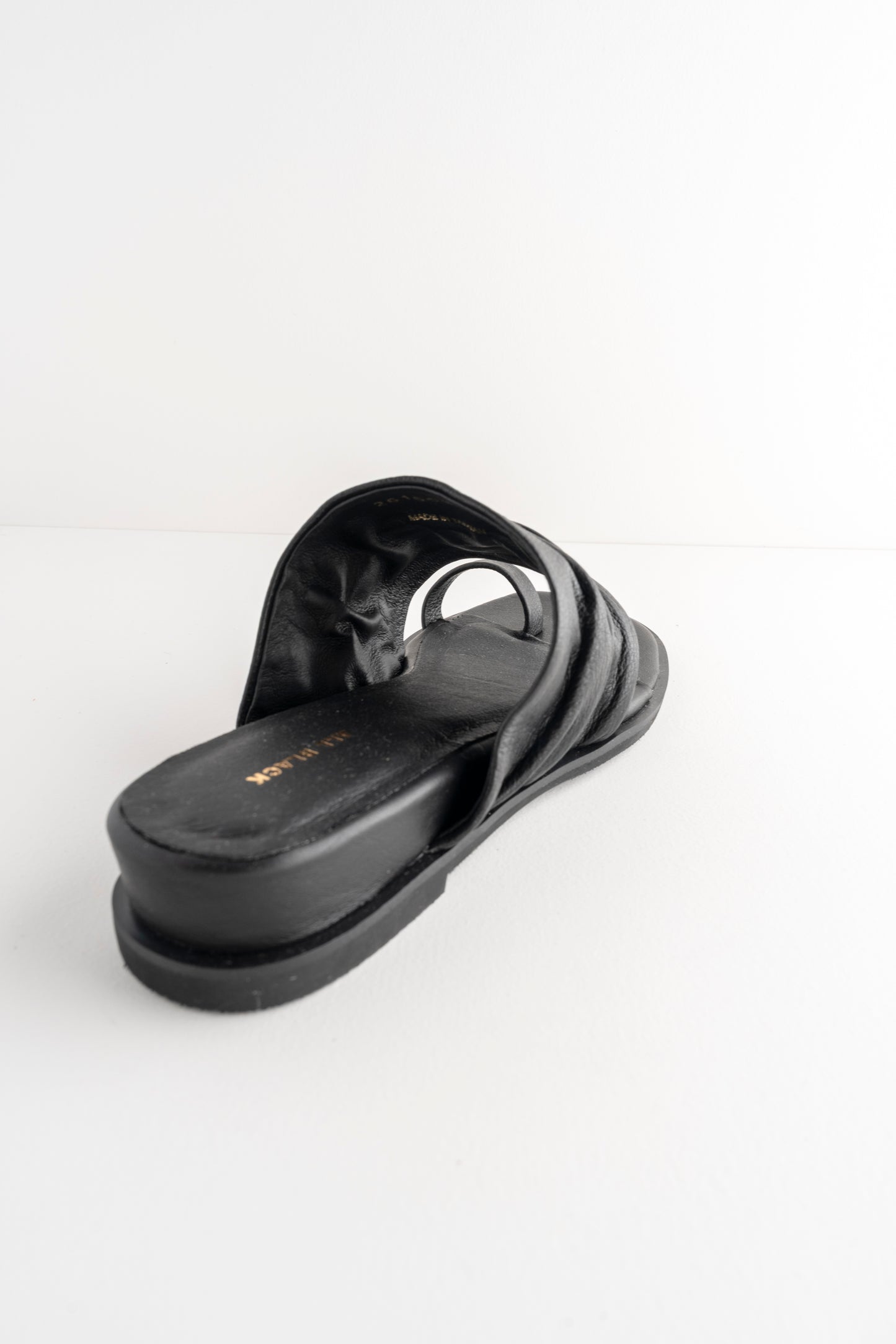 All Black Gathered Slide, Black 
