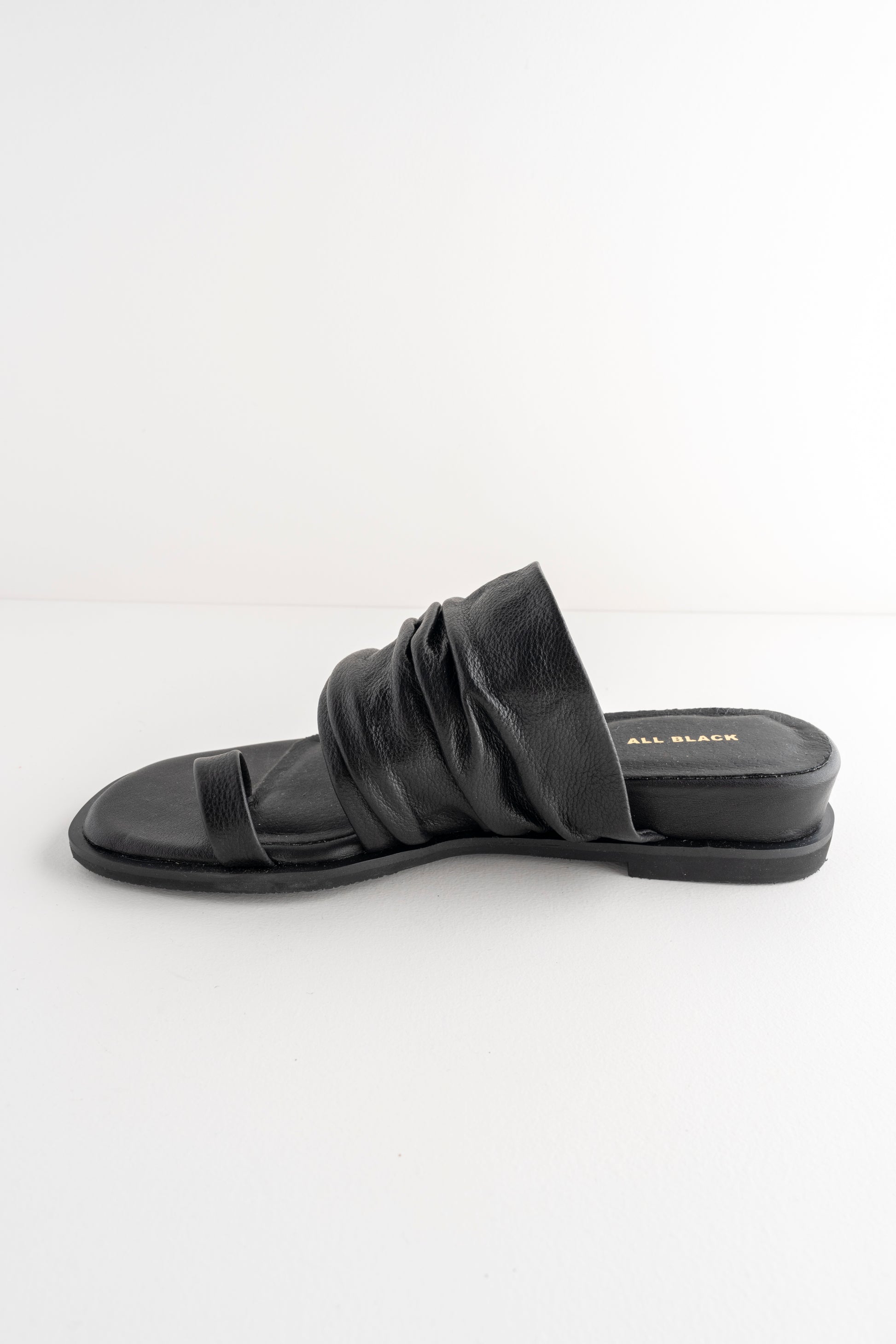 All Black Gathered Slide, Black 