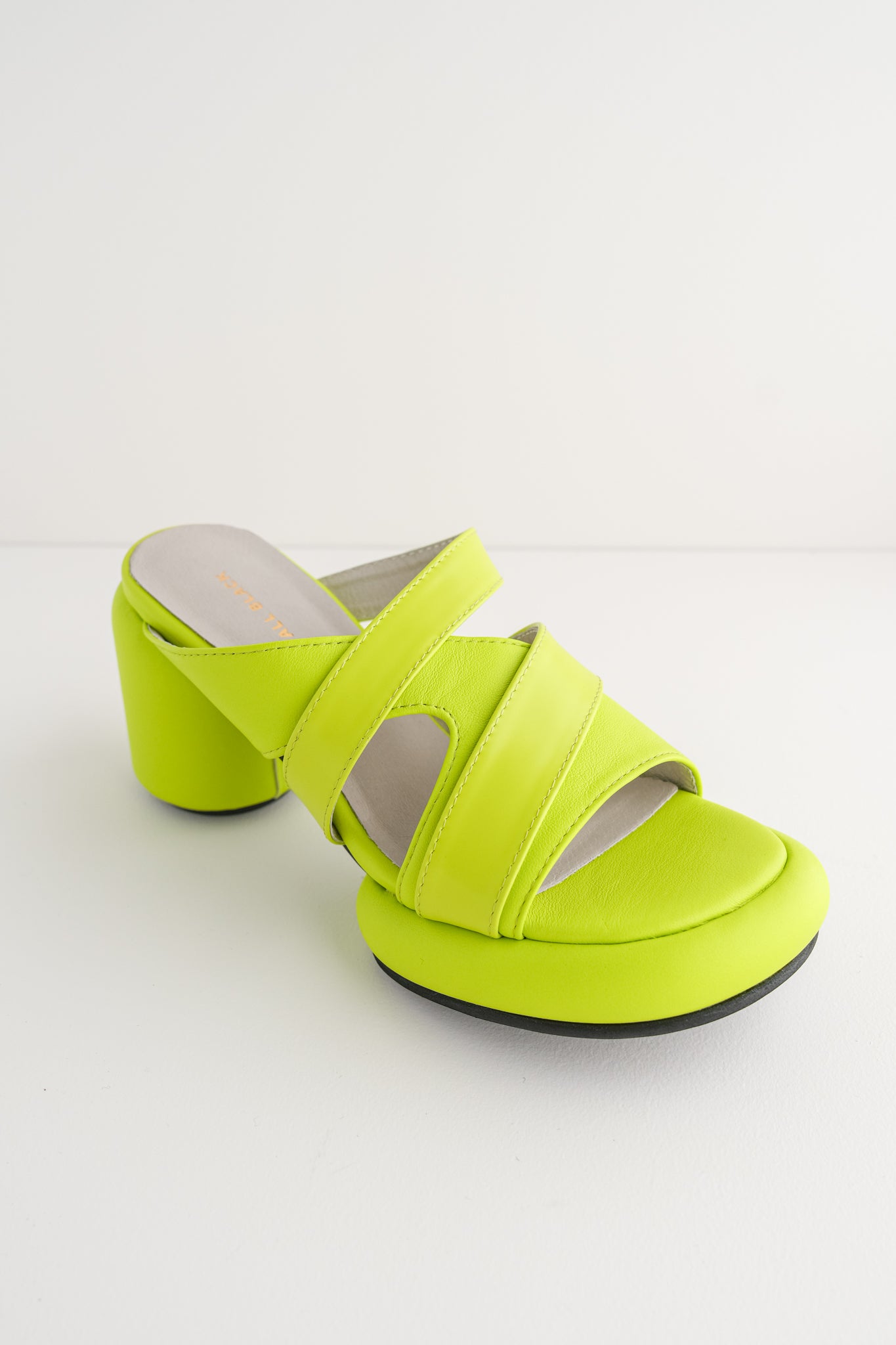 All Black Mod Overlay Heels, Lime 