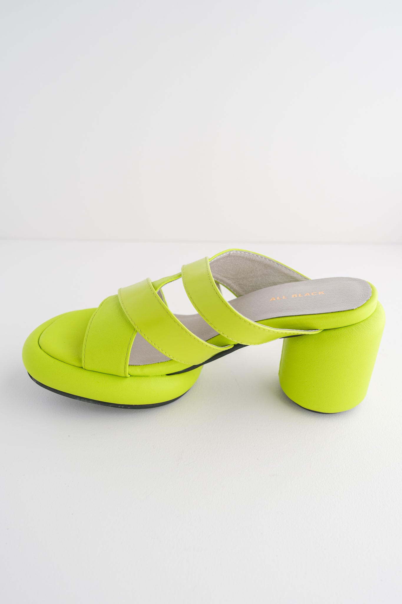 All Black Mod Overlay Heels, Lime 