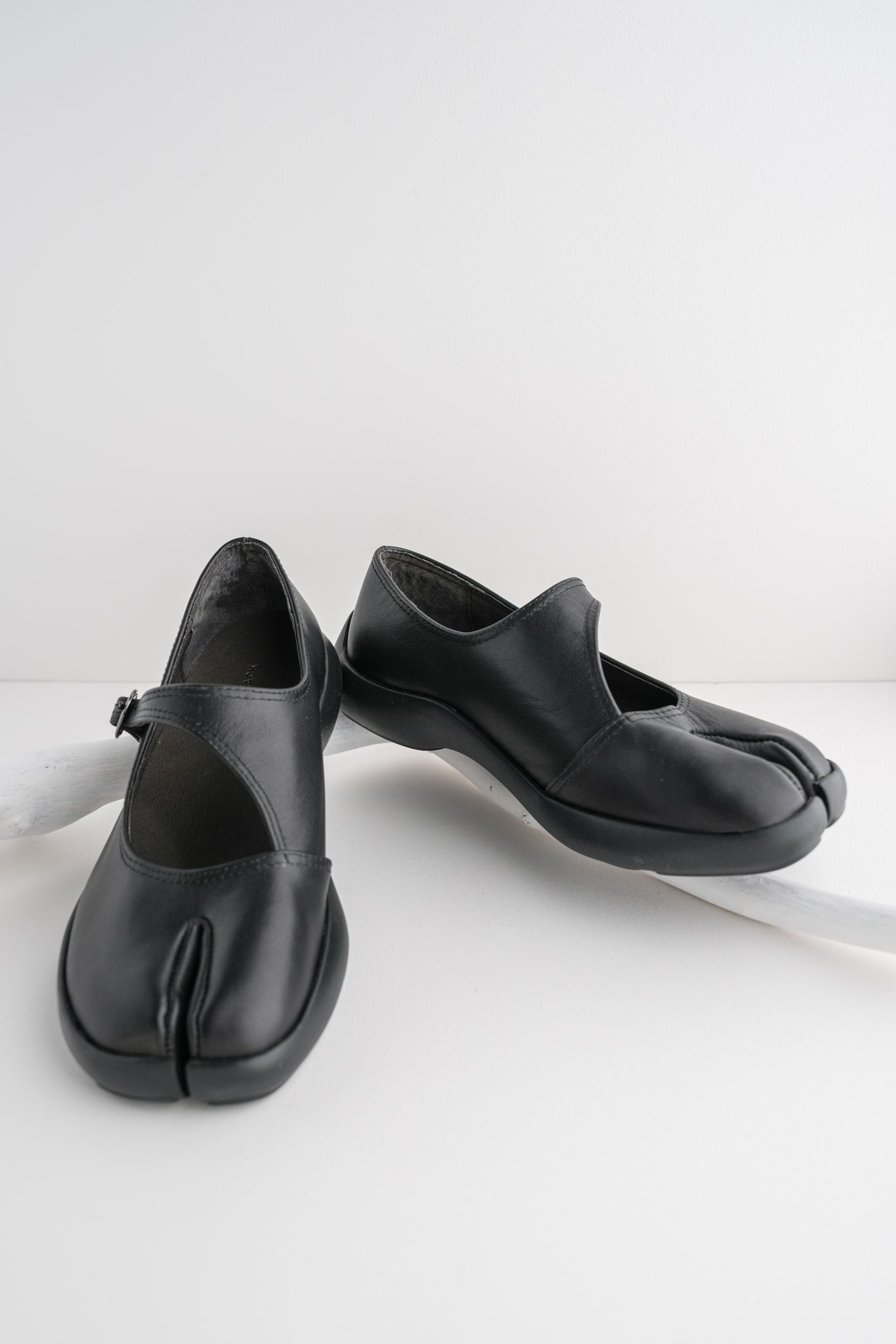 All Black Split-Toe Mary Janes, Black 