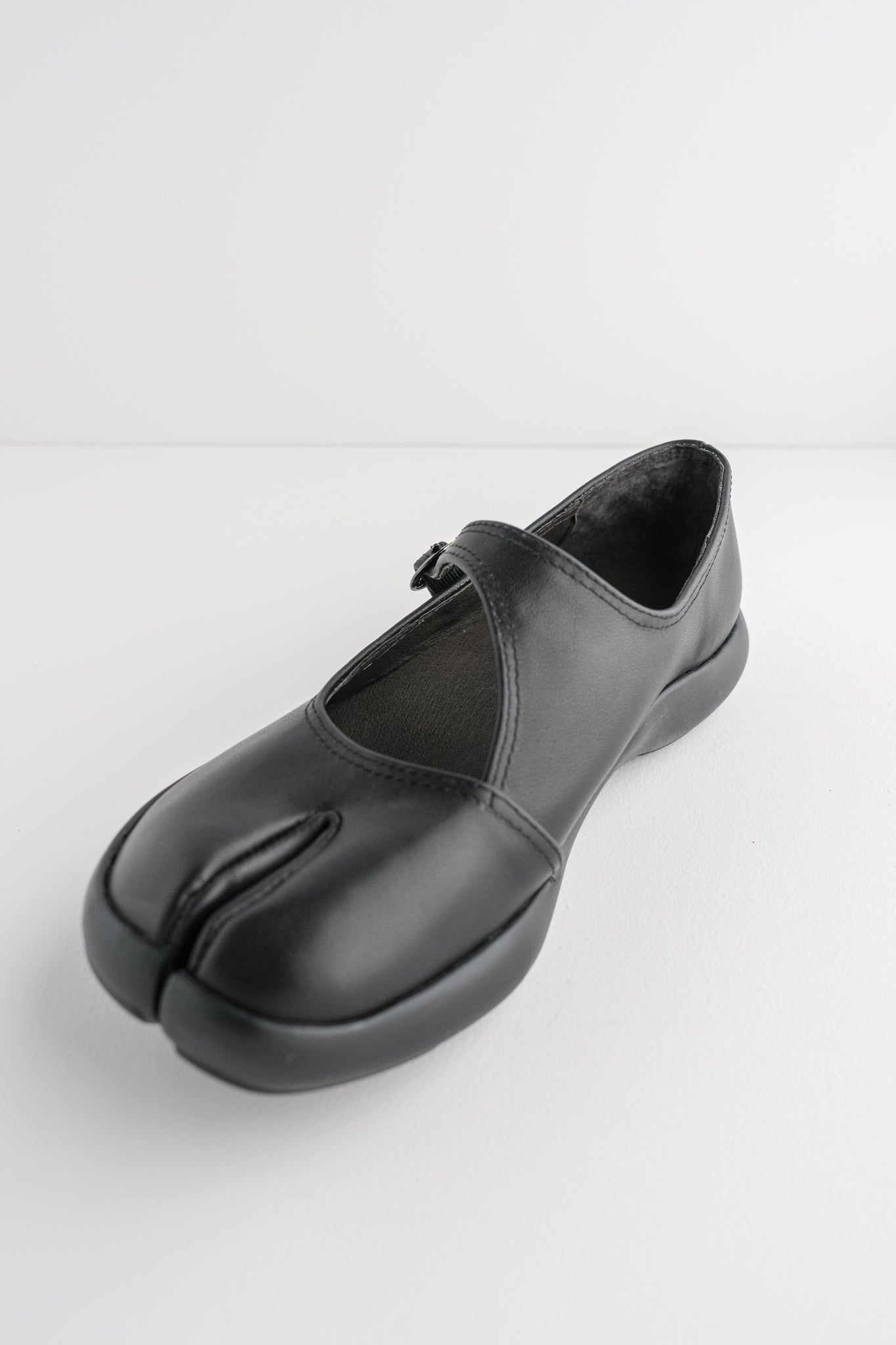 All Black Split-Toe Mary Janes, Black 