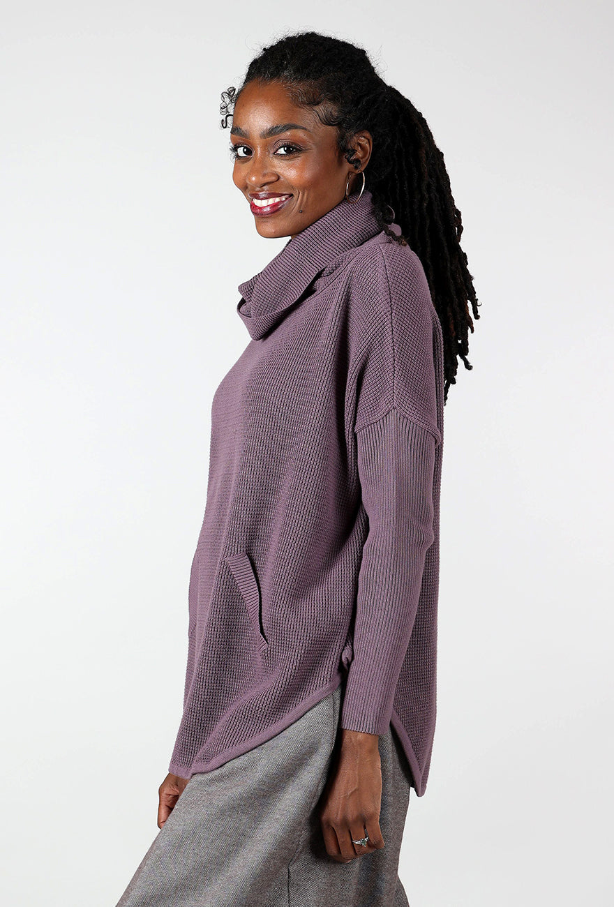 Planet Favorite Waffle Cowl Sweater, Amethyst 