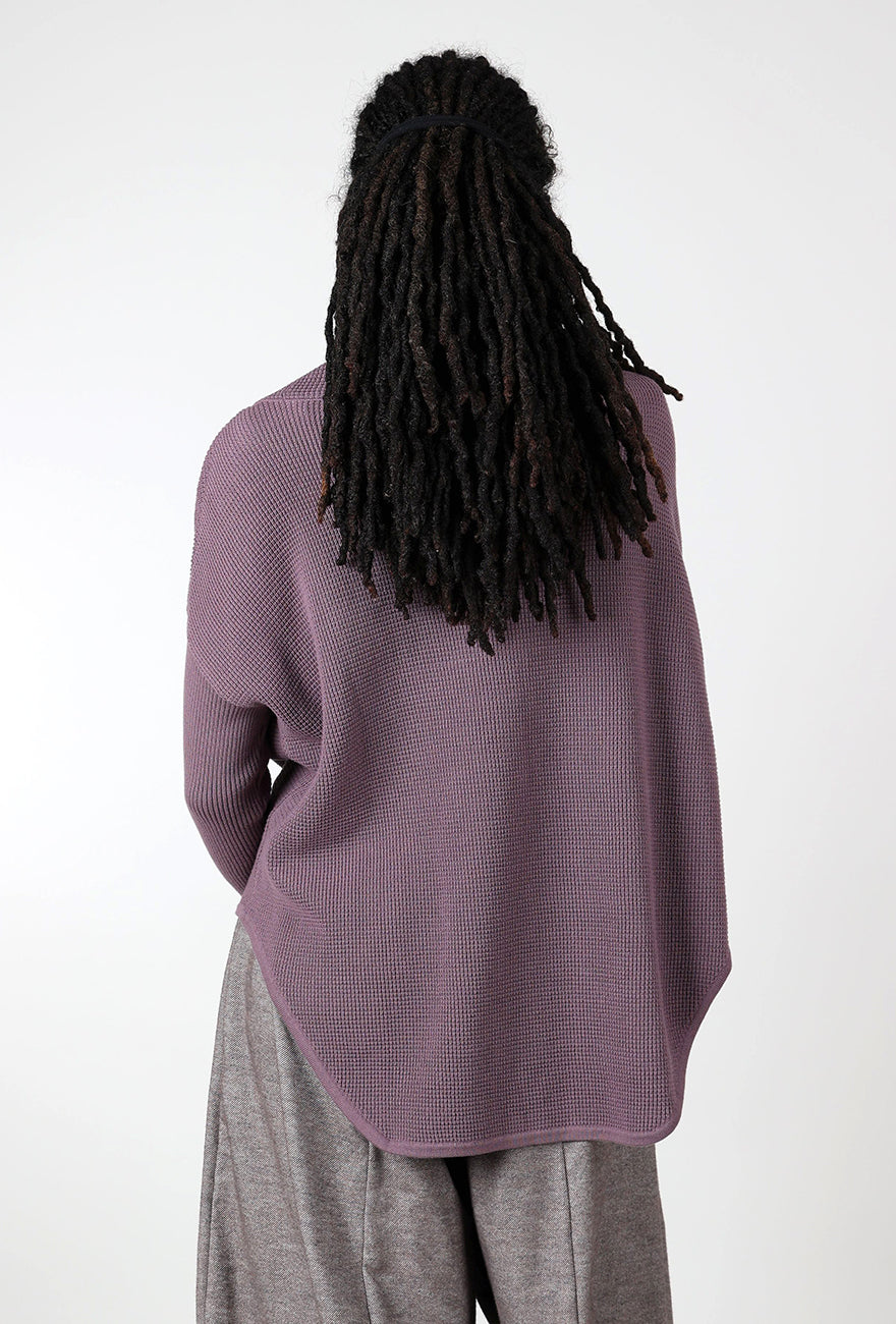 Planet Favorite Waffle Cowl Sweater, Amethyst 