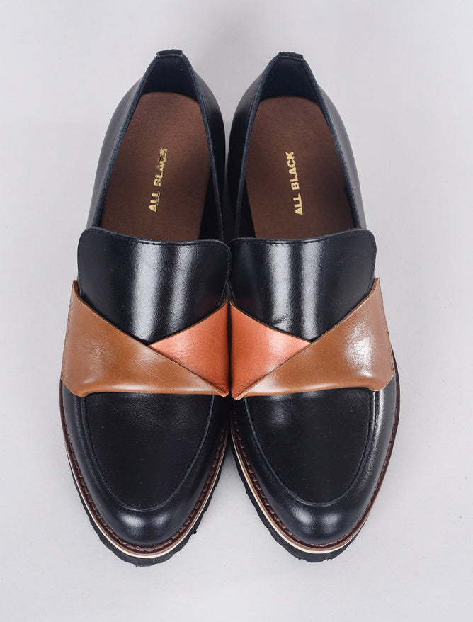 All Black Flatsash Lugg Loafer, Black/Brown 