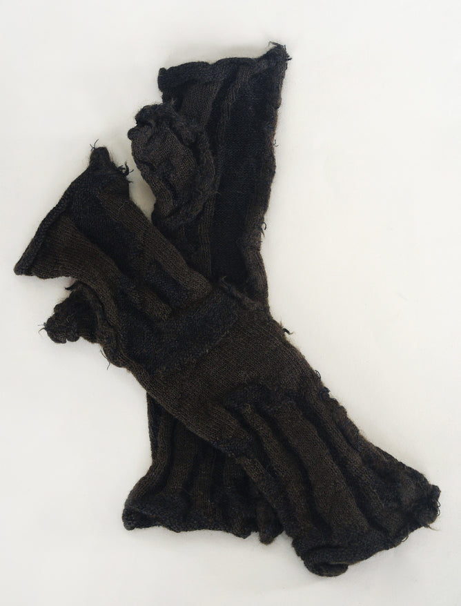 Rundholz Scrunch Wool Fingerless Gloves, Jungle Jacquard 