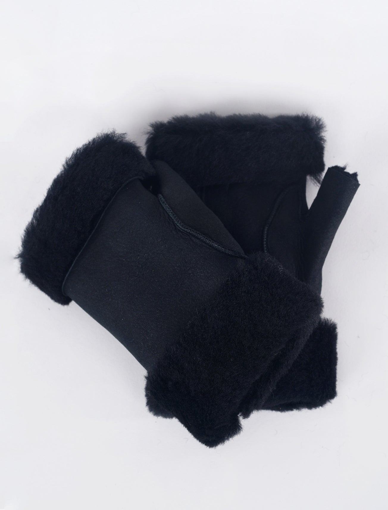 Santacana Madrid Shearling/Leather Handwarmers, Black One Size Black