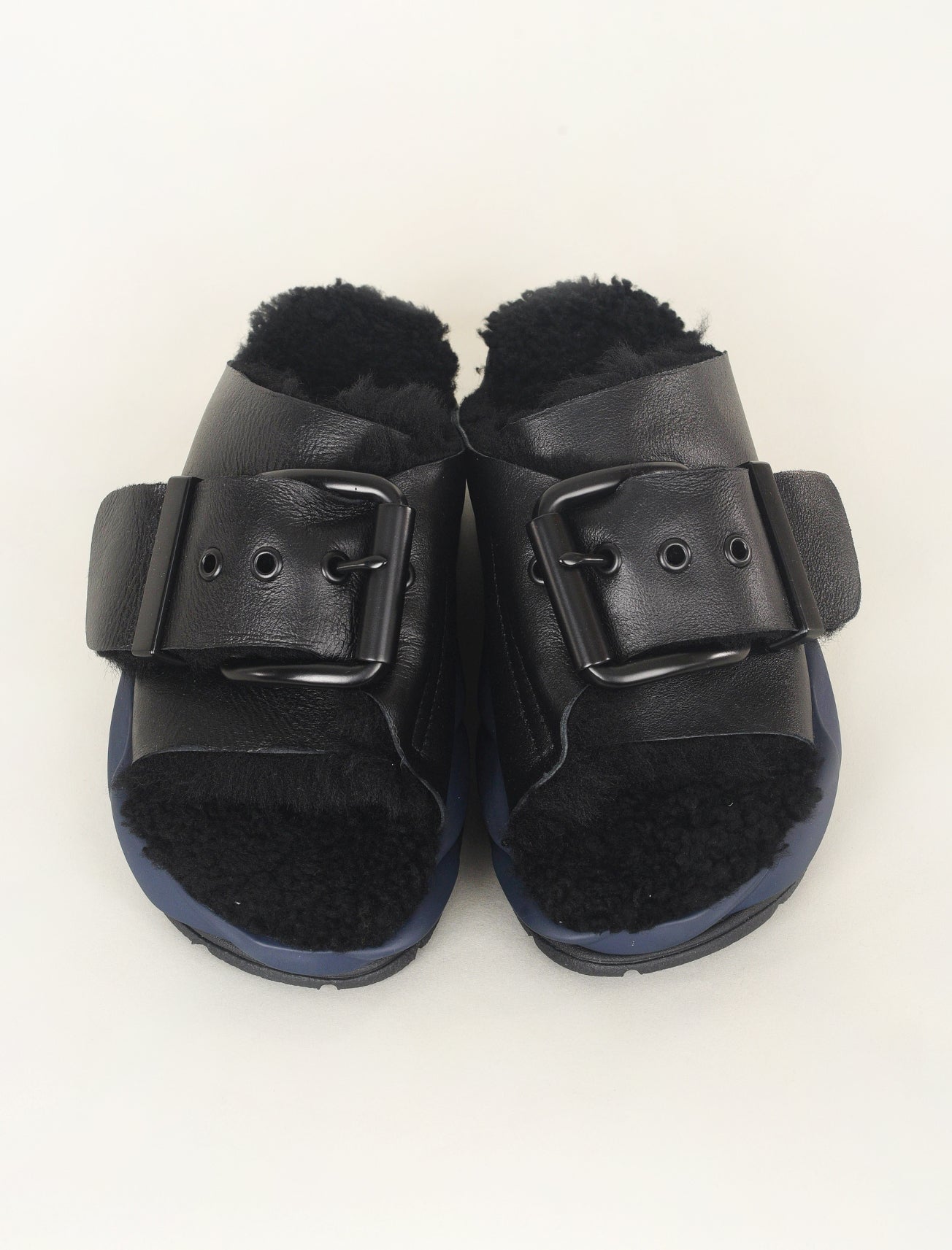 4CCCCEES Mellow Laze Shearling Sandal, Onyx 