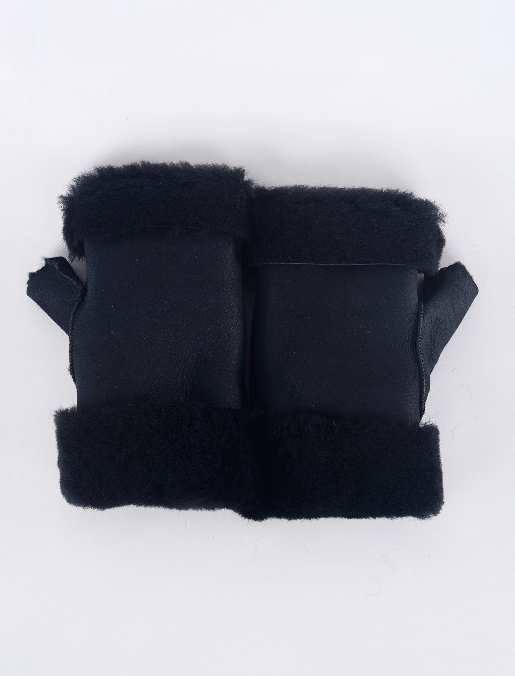 Santacana Madrid Shearling/Leather Handwarmers, Black 