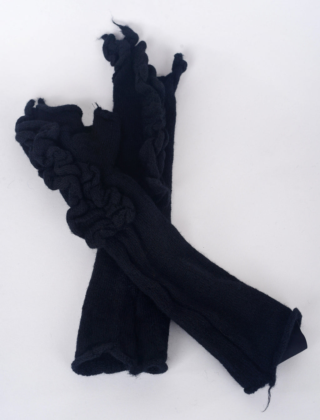 Rundholz Wool Rosette Fingerless Gloves, Black 