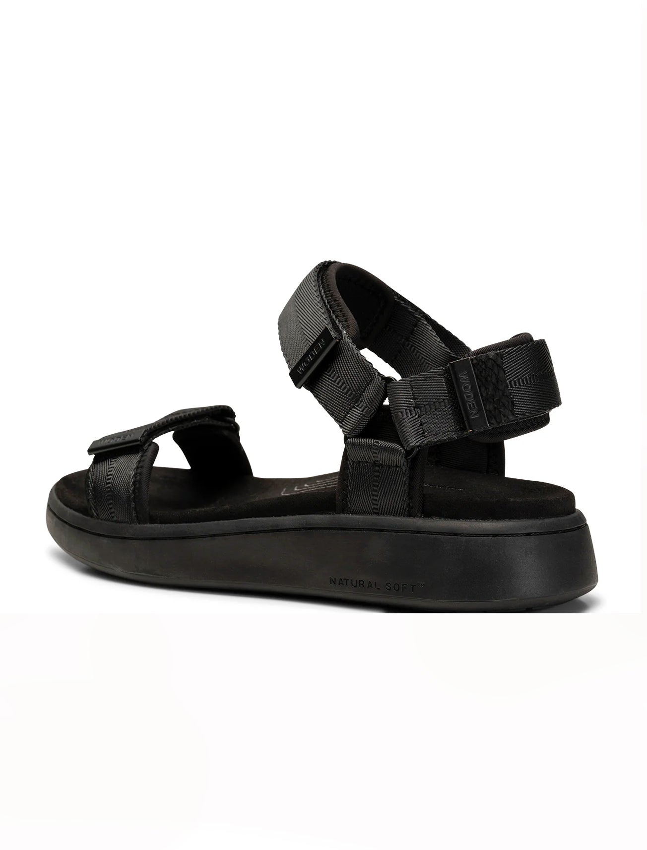 Woden Shoes Line Textile Sandal, Black 