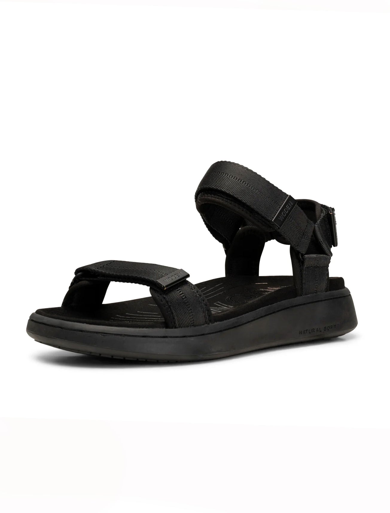 Woden Shoes Line Textile Sandal, Black 