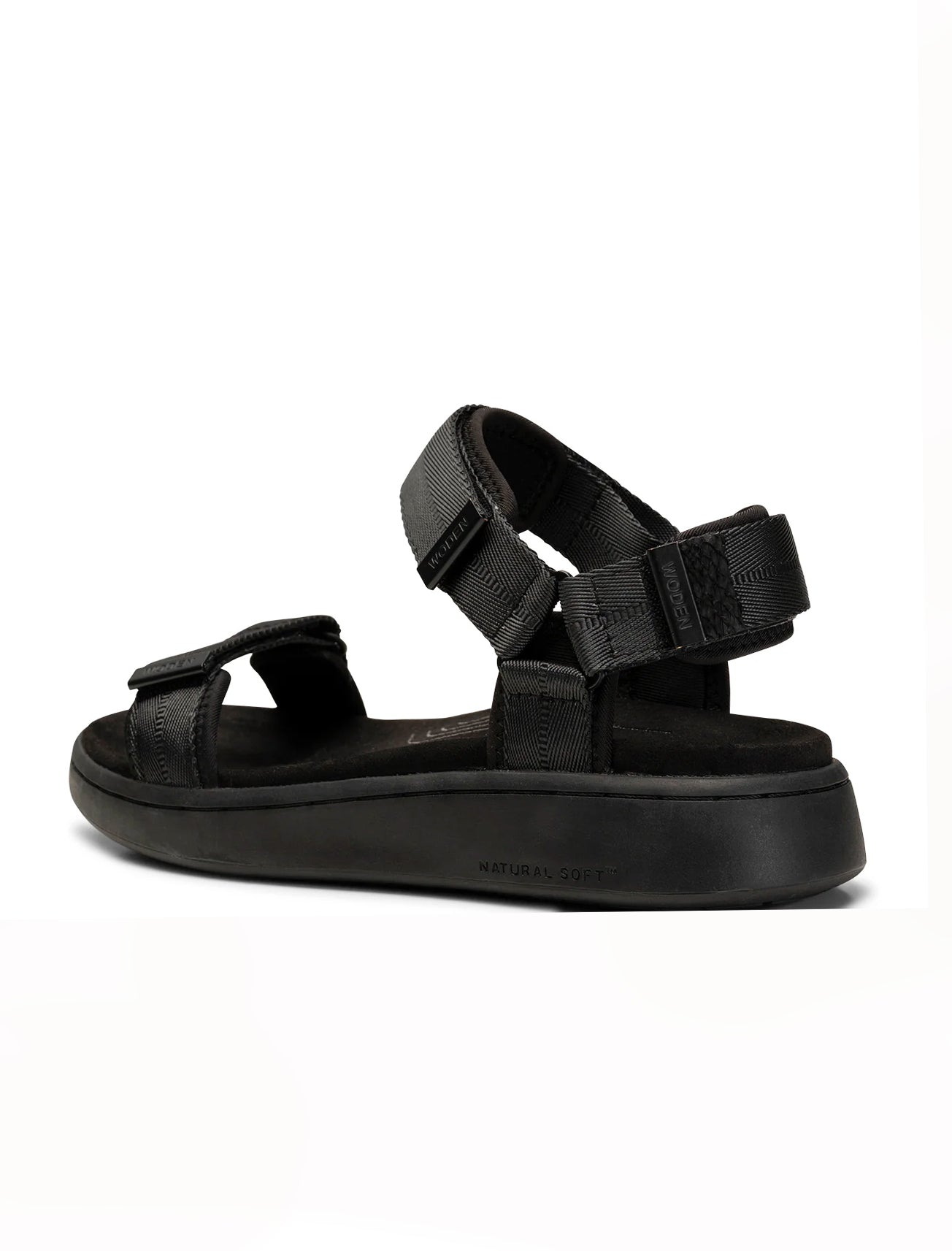 Woden Shoes Line Textile Sandal, Black 