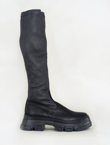 Lofina Tall Two-Tone Stretchy Boot, Black/Anthracite 