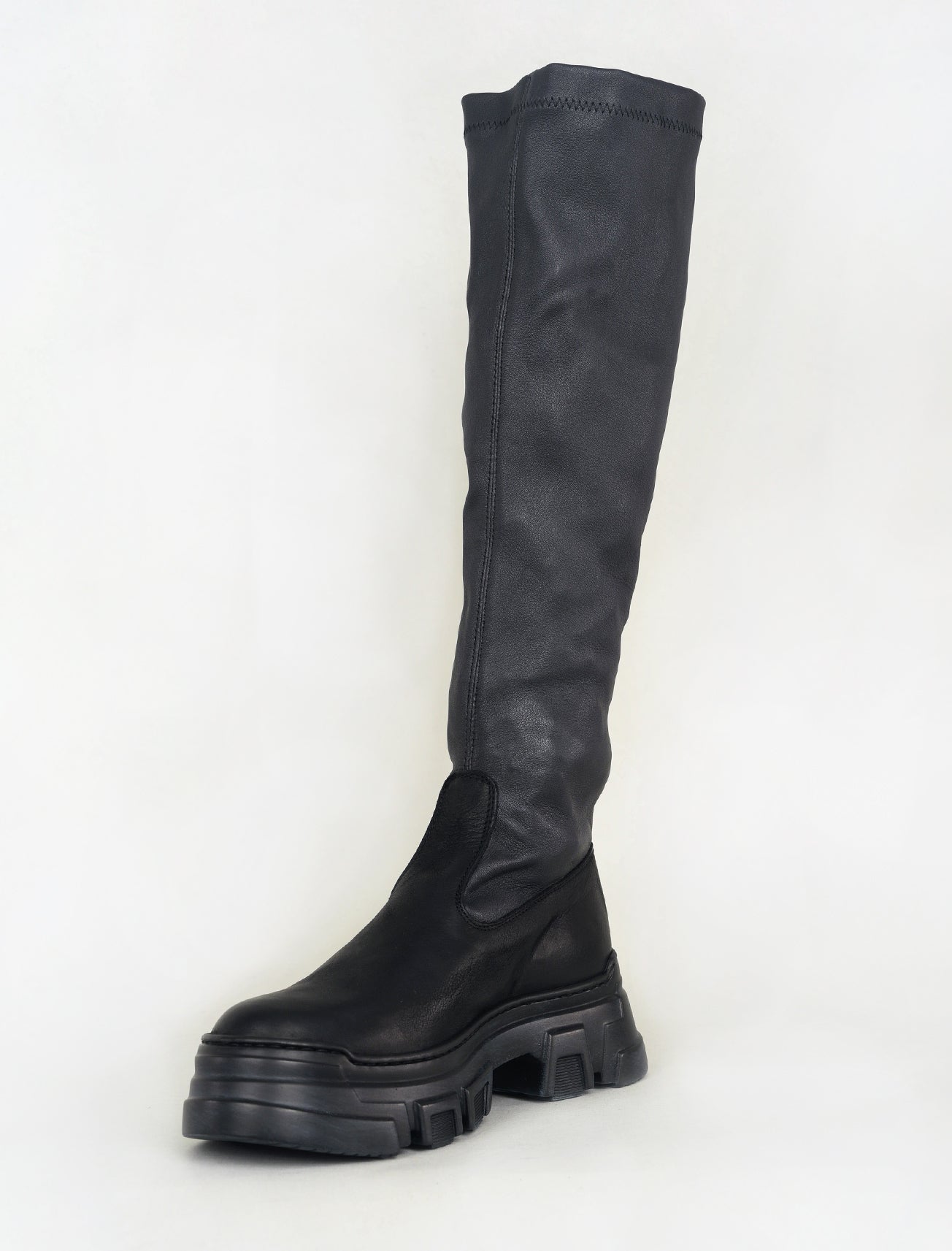 Lofina Tall Two-Tone Stretchy Boot, Black/Anthracite 