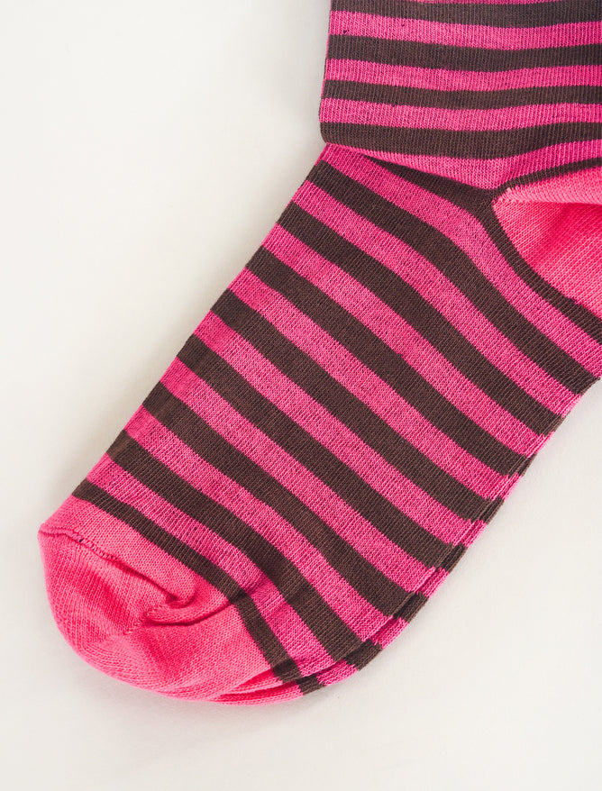 Alessandro Aste Varsity Stripe Sock, Fuchsia/Brown One Size Fuchsia