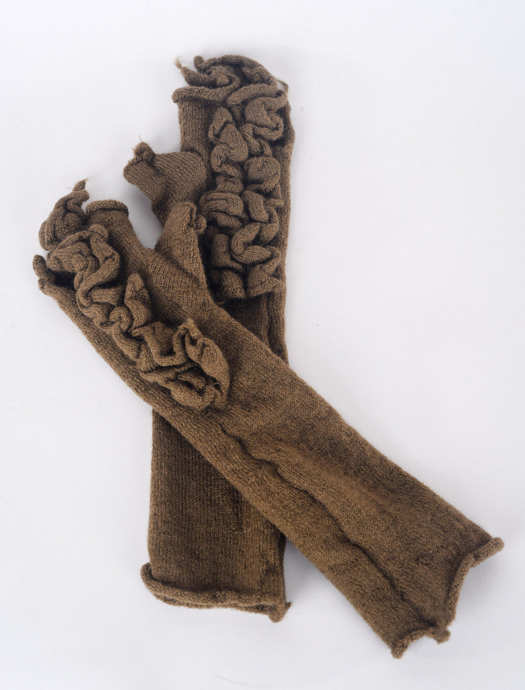 Rundholz Wool Rosette Fingerless Gloves, Bronze 