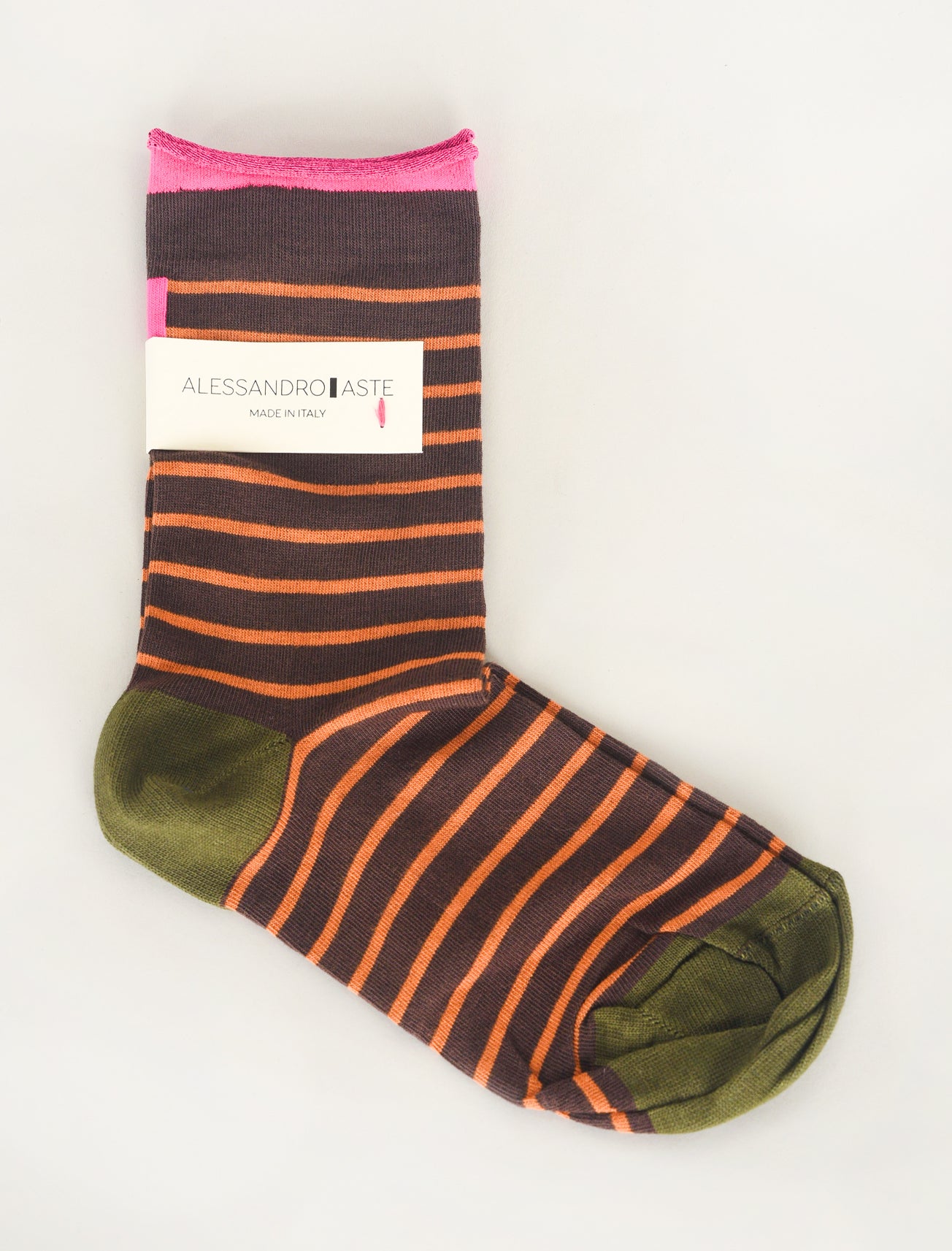 Alessandro Aste AA Classic Stripe Socks, Brown/Orange One Size Brown