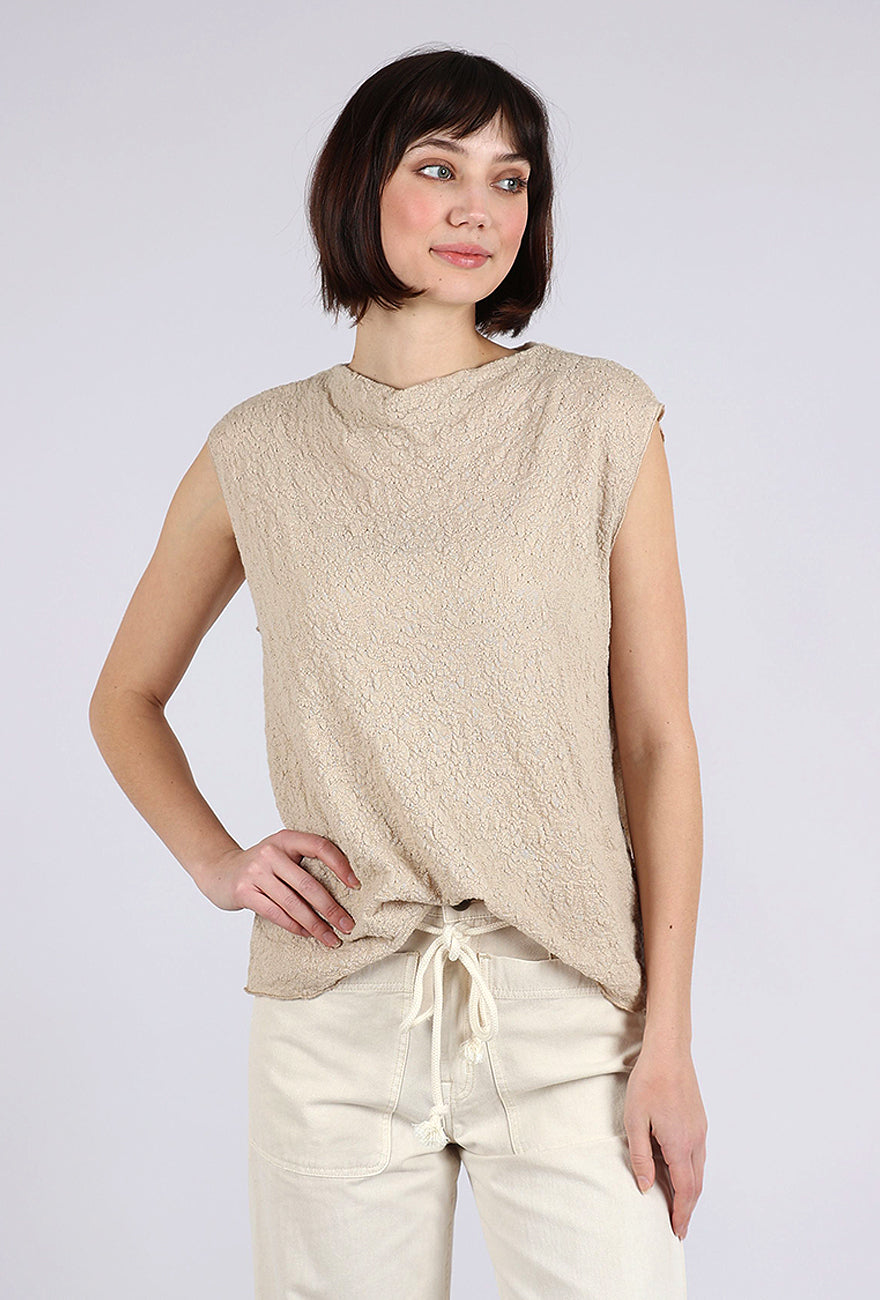 By Basics Merino Bubble Wool Boxy Top, Almond Milk 