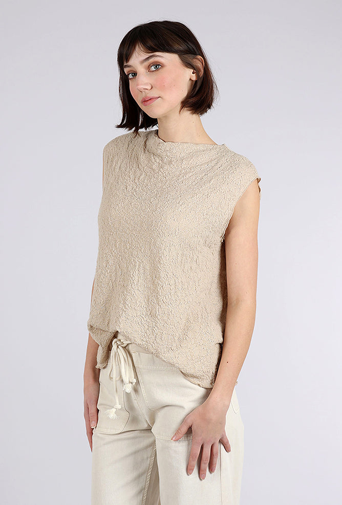 By Basics Merino Bubble Wool Boxy Top, Almond Milk 