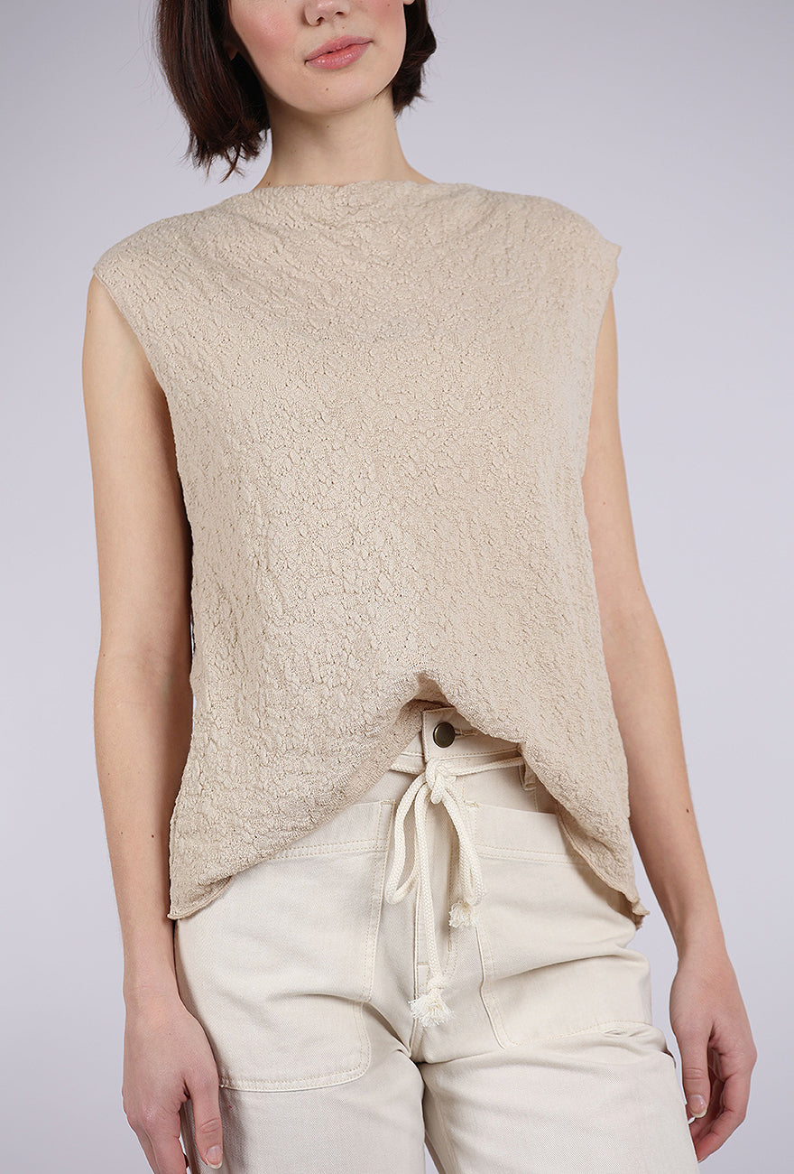 By Basics Merino Bubble Wool Boxy Top, Almond Milk 