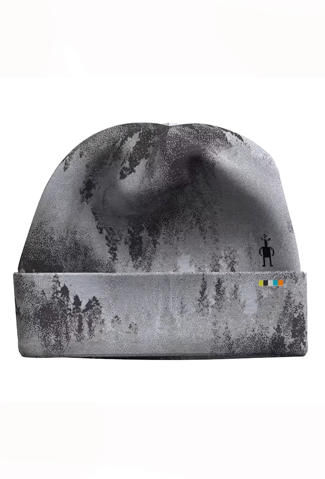 Thermal Reverse Cuffed Beanie, Charcoal Foggy Pines