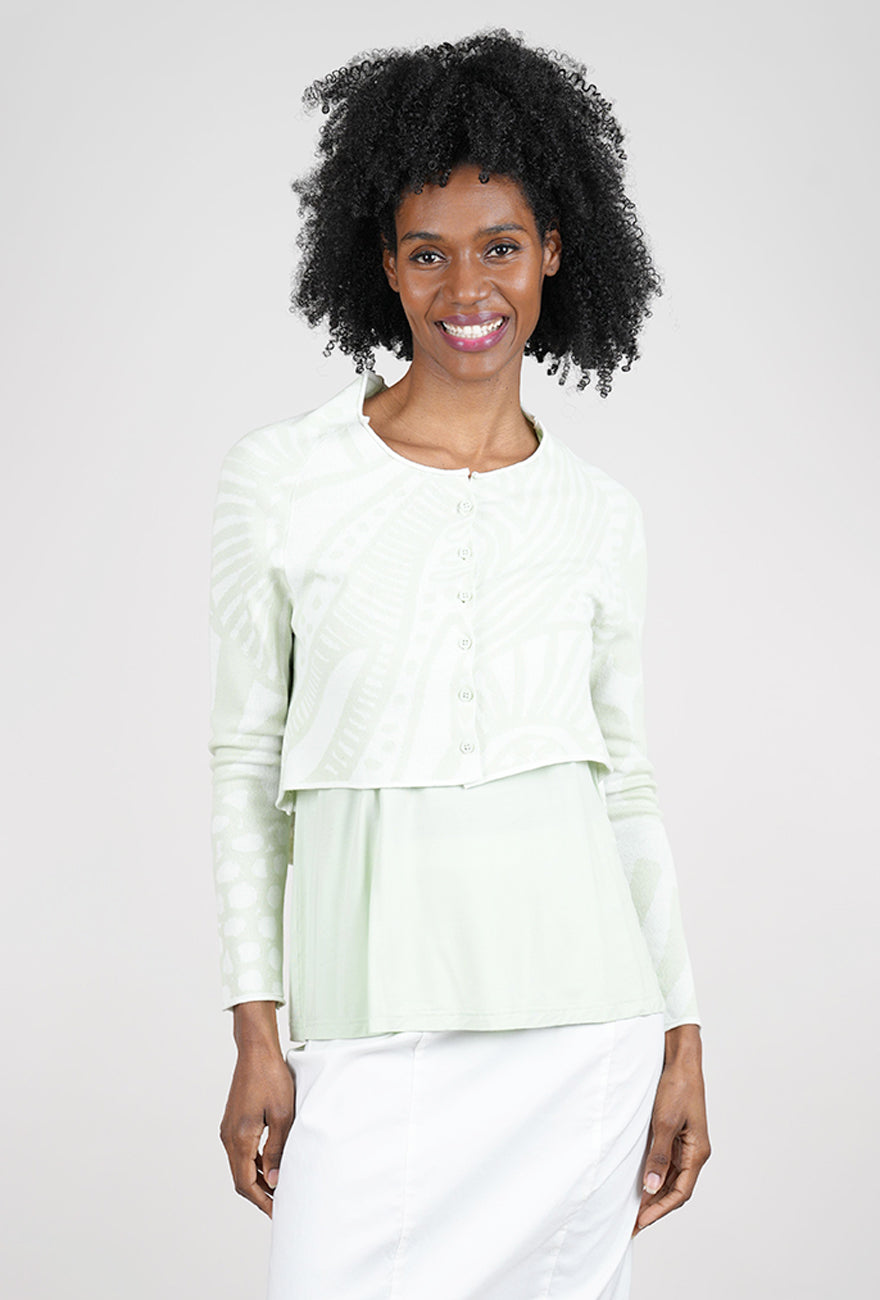 Rundholz Jacquard Crop Cardie, Lime 